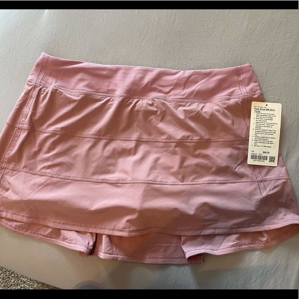 Lululemon Pace Rival Skirt pink size 14 NWT